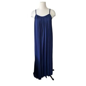 Catherine Malandrino Blue Slip Maxi Dress Slit Size M Oversized Quiet Neutral